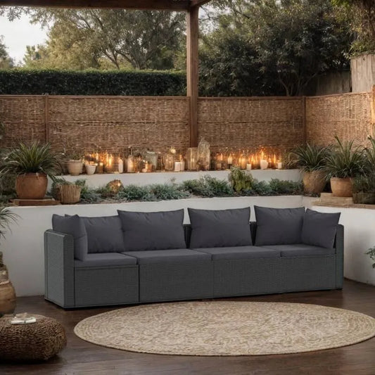 Schnittsofa, Garten, Schwarz, Wohnzimmer Modular Sitzgruppe, Garten-Sofas