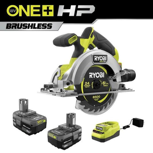 RYOBI 2-Pack und Ladegerät-Kit, kompaktes tragbares Design, 18V, 4, 0 Ah, bürstenlos, 4.0 Ah