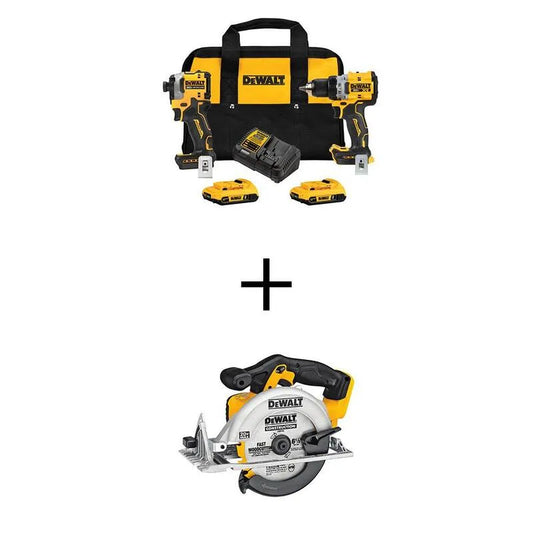 DEWALT 20V MAX XR 2Ah kabellos Drill, 6, 5 in., kabellos Design, 2Ah Batterien, ATOMIC Schlagschrauber 2 Werkzeugset und 6, 5 in., Circ Säge mit, 6.5 in