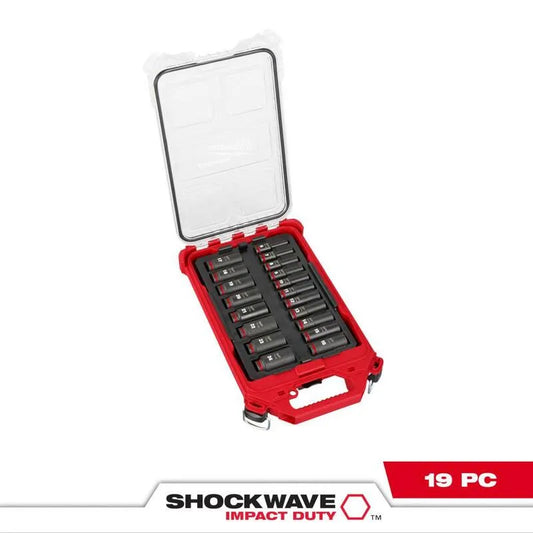 Milwaukee 19 Teile Deep Well Impact PACKOUT Steckschlüsselsatz, 3/8 in.