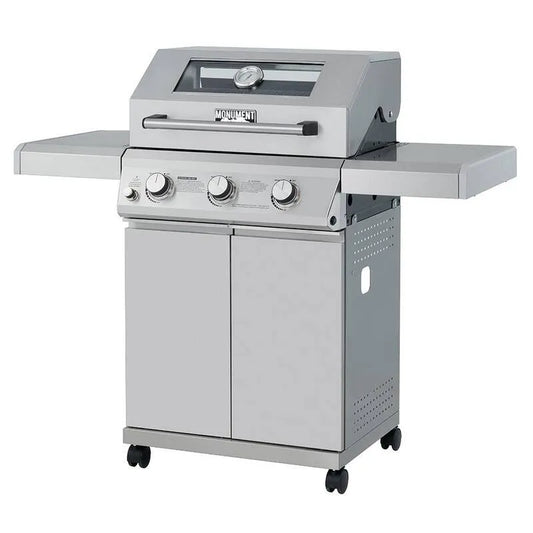 Brenner Tragbarer Propangasgrill 3-Burner, Edelstahl, kompaktes tragbares Design, Flüssigpropan