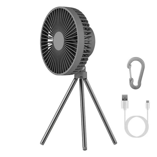 Schreibtisch, 6 in., Faltbares Design, Faltbares Stativventilator für Zelt mit Hängehaken Karabiner, USB, Grau