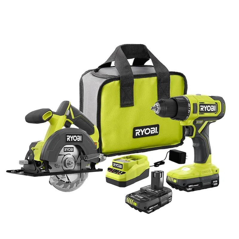 RYOBI 2-Werkzeugset, kabellos Design, 18V, 1, 5 Ah Batterien, Kreissäge, 1.5 Ah