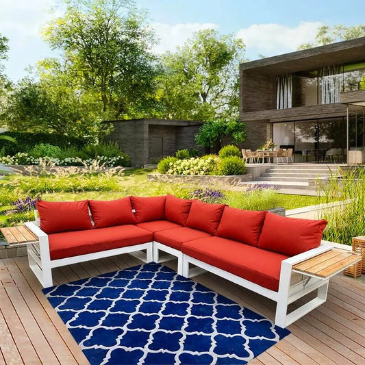 Teil Aluminium Outdoor Patio Sektional Set 4 Teile, Denver, Canvas Terracotta, Garten-Sofas