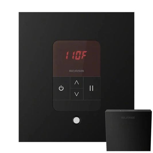 Square Dampfdusche Steuerung mit polierter Chrome-Bezel in Matte Schwarz, iTempo