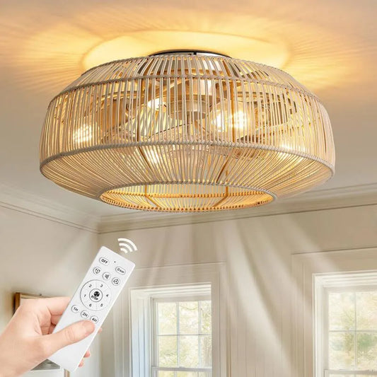 4-Lights Deckenventilator 4-Lichter, 20 in., Flush Mount, Innenbereich, mit Fernbedienung, Gold