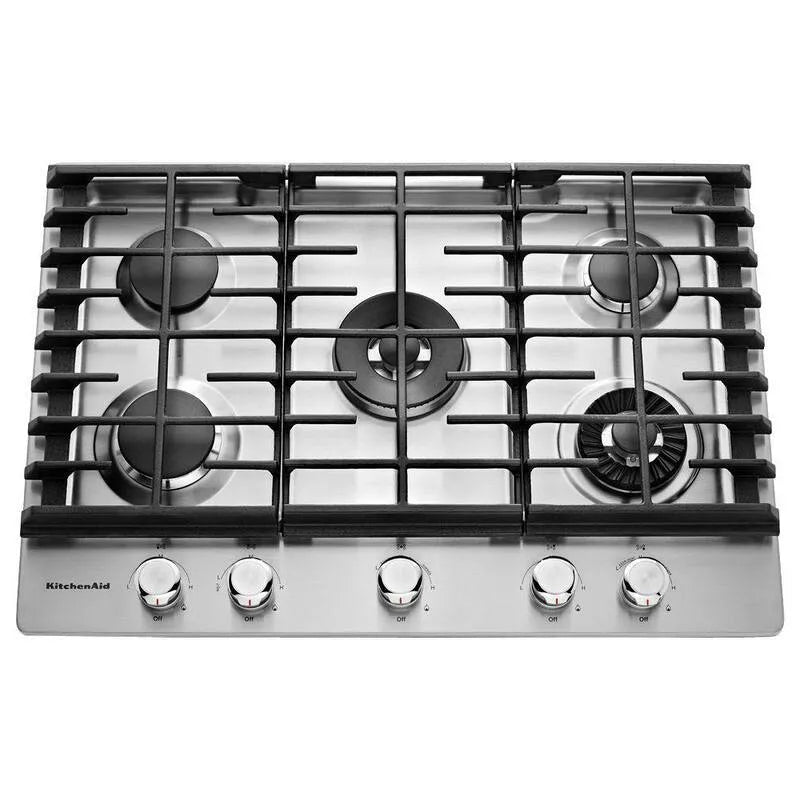 KitchenAid Gas Kochfeld, Edelstahl, 30 Zoll, 5 Brenner, Fackel und Simmer Burners, 30 in