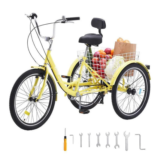 Dreiräder Bike, 26 in., 7 Stufen, Erwachsene, Dreirad-Fahrräder, Carbon Stahl Cruiser Bike