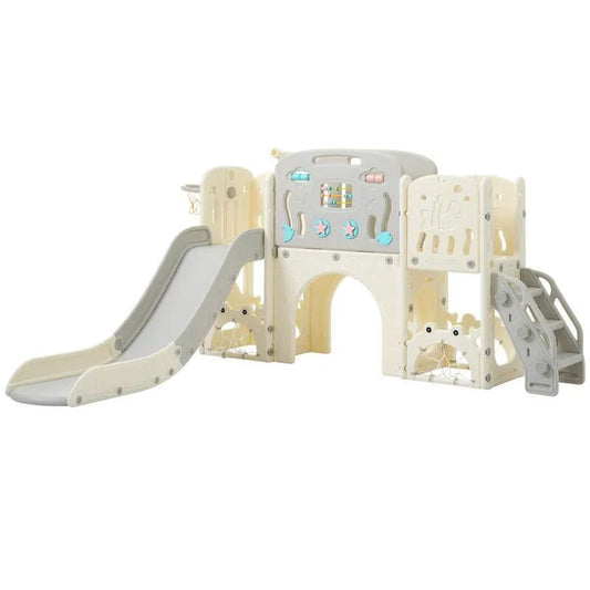 HDPE Innenbereich und Garten Playset mit Puffer-Slide und Spielzeug-Speicherplatz, Grau