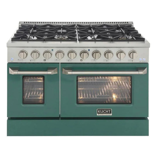 Doppelofen Dual Fuel Herd, Konvektion Kochen, 48 in., 6, 7 cu ft, Grün, 6.7 cu. ft