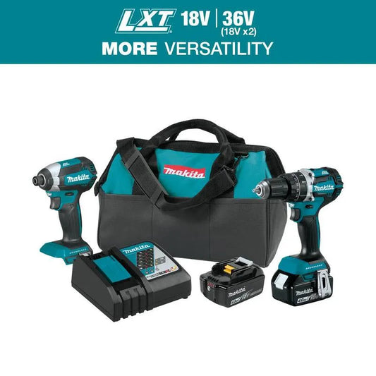 Makita 2-Werkzeug Drill und Schlagschrauber Kombiset, kabellos Design, 18V, 4Ah Batterien, bürstenlos
