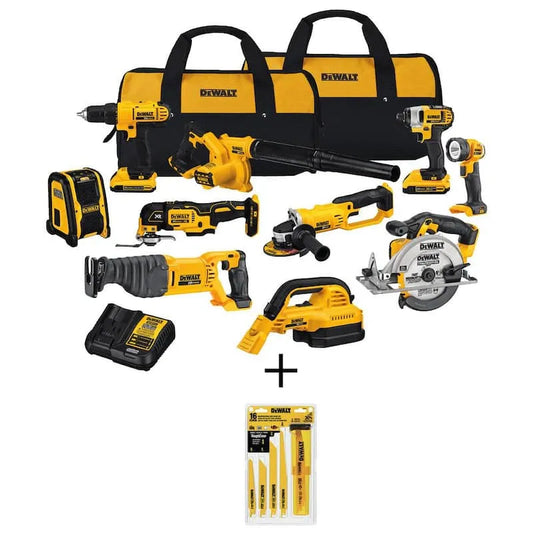 DEWALT Werkzeugset, 20V, 16 Stück, kabellos Design, 10 Werkzeug, Metall, 16 Teile