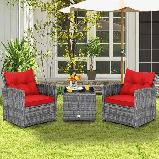 Garten Bistro-Set 3 Teile, 19. 5 in., Grau, Metall, Rot, 19.5 in