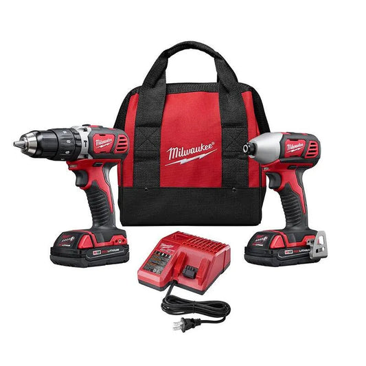 Milwaukee 2-Werkzeug Schlagschrauber Kombiset, 18V, kabellos Design, 1. 5Ah Batterien, Werkzeugtasche, M18, 1.5Ah