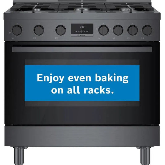 Bosch 6-Burners Industrial Style Dual Fuel Herd, Edelstahl, 36 in., 3. 7 cu ft, Schwarz, 3.7 cu. ft