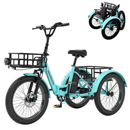 3-Wheel 3-Rad, 20 in. Fat Tire Electric Trike 750W 48V Motorisiertes Faltrad-Fahrrad für Erwachsene Elektrofahrrad Trike, 48V, 750W, 20 in.
