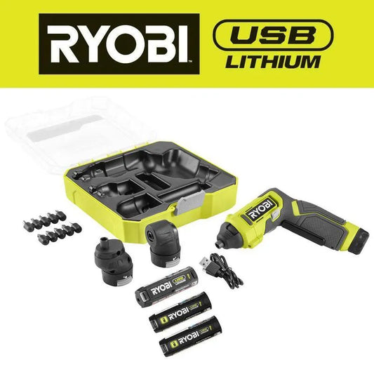 RYOBI, USB Lithium Multi-Head Schraubendreher mit 2, 0 Ah Batterie und Ladekabel mit USB Lithium 3, 0 Ah Batterie, 3, 0 Ah, 2, 0 Ah, 2.0 Ah, 3.0 Ah