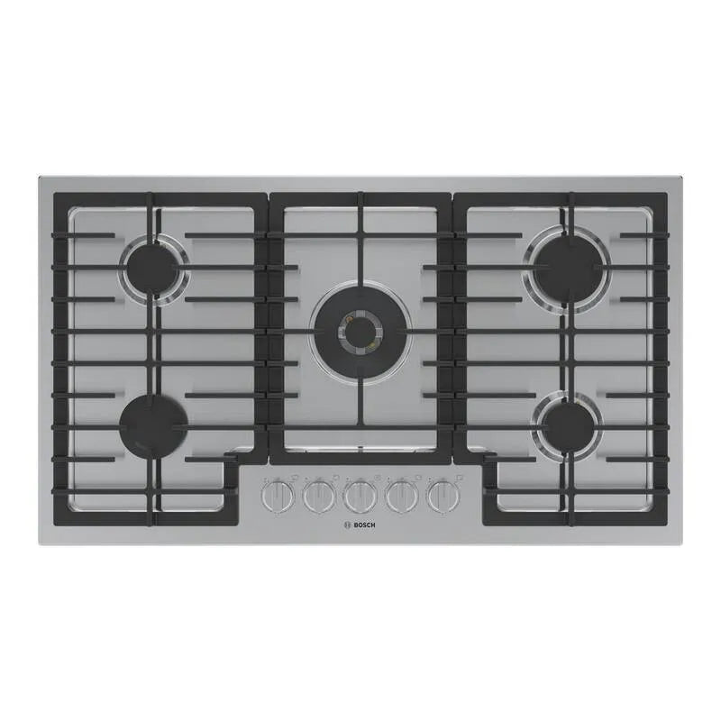 Bosch 5-FlameSelect Gas Kochfeld, 36 in., 17000 BTU, Edelstahl, 000 BTU Dual-Flame Burner, 17,000 BTU