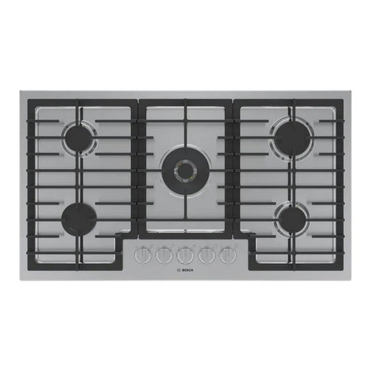 Bosch 5-FlameSelect Gas Kochfeld, 36 in., 17000 BTU, Edelstahl, 000 BTU Dual-Flame Burner, 17,000 BTU