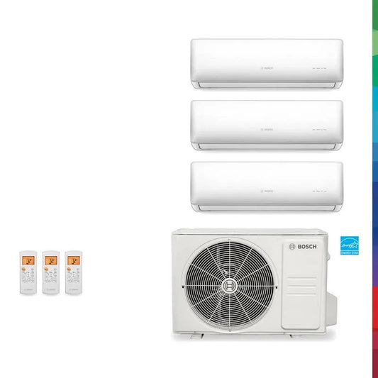 Bosch 3-Zonen kanalloses Mini-Split-System, 27000 BTU, ENERGY STAR Certified, Heat Function, 2. 25, 230, 27,000 BTU, Weiß, Multi-Split-Systeme