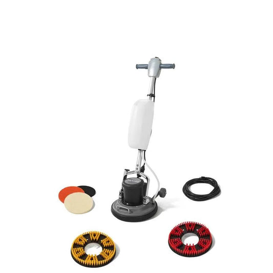 Teppich- und Hartbodenpufferreiniger, 2 Bürsten und 3 Scouring Pads, Commercial-Grade Design, Grau